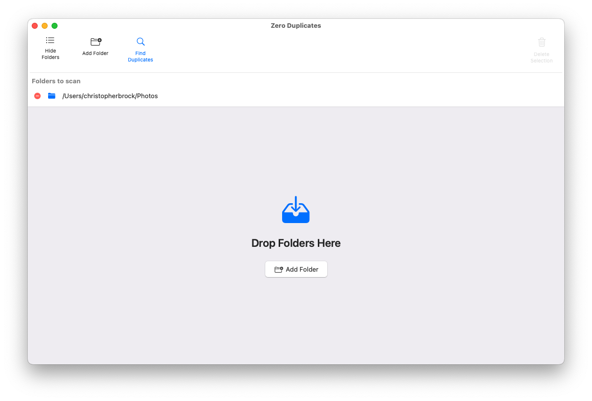Zero Duplicates scannt Dropbox-Ordner nach doppelten Dateien
