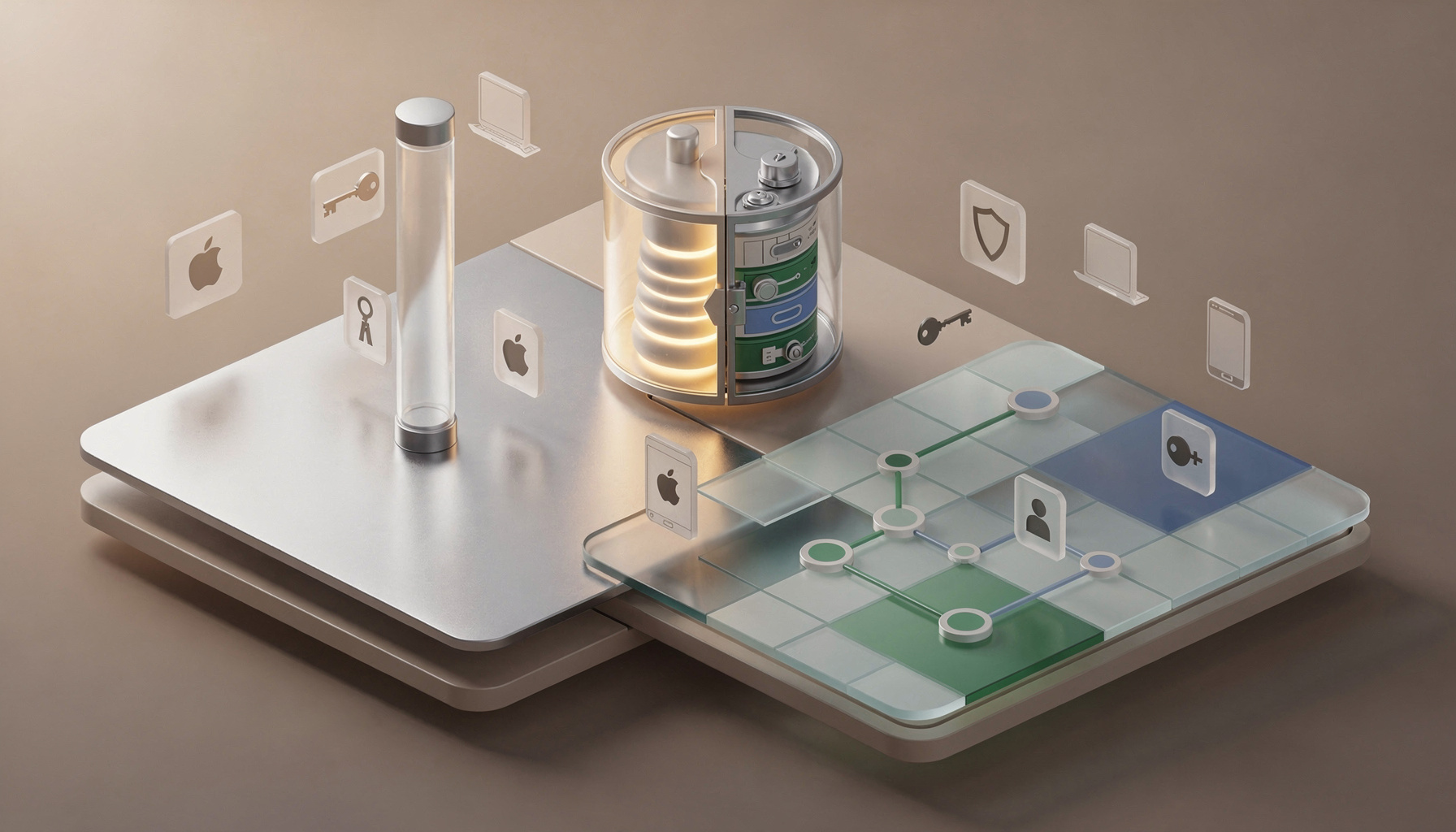 Comparação do Chaveiro do iCloud e gerenciadores de senha de terceiros mostrando diferenças de recursos